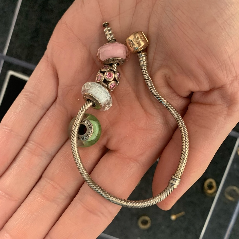 Pandora 17cm bi colore + charms